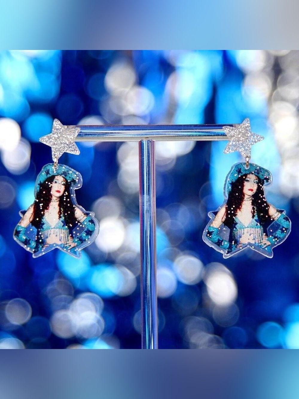 CHAPPELL ROAN Glitter Blue Star Earrings Midwest Princess Concert outfit Idea